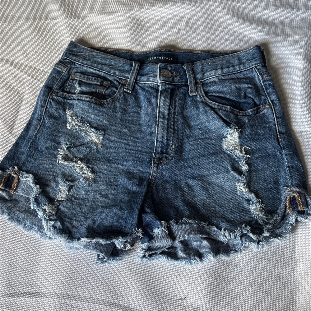 Aeropostale Women's Blue Denim Shorts MOM shorts Sz 4